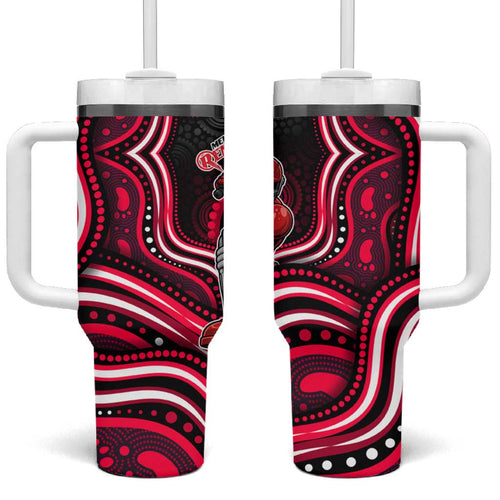 Melbourne Renegades Cricket Tumbler With Handle Australian Cricket Mascot - Modern Indigenous Style