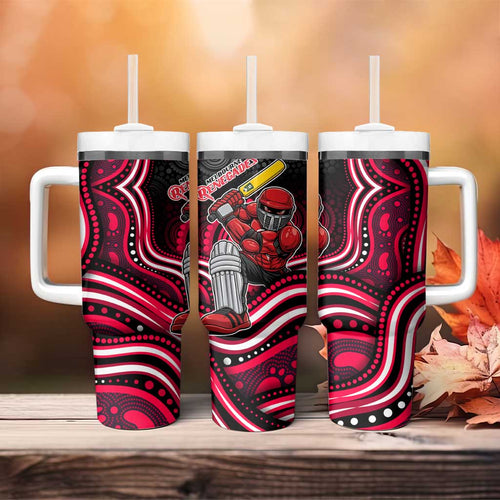 Melbourne Renegades Cricket Tumbler With Handle Australian Cricket Mascot - Modern Indigenous Style