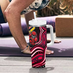 Melbourne Renegades Cricket Tumbler With Handle Australian Cricket Mascot - Modern Indigenous Style