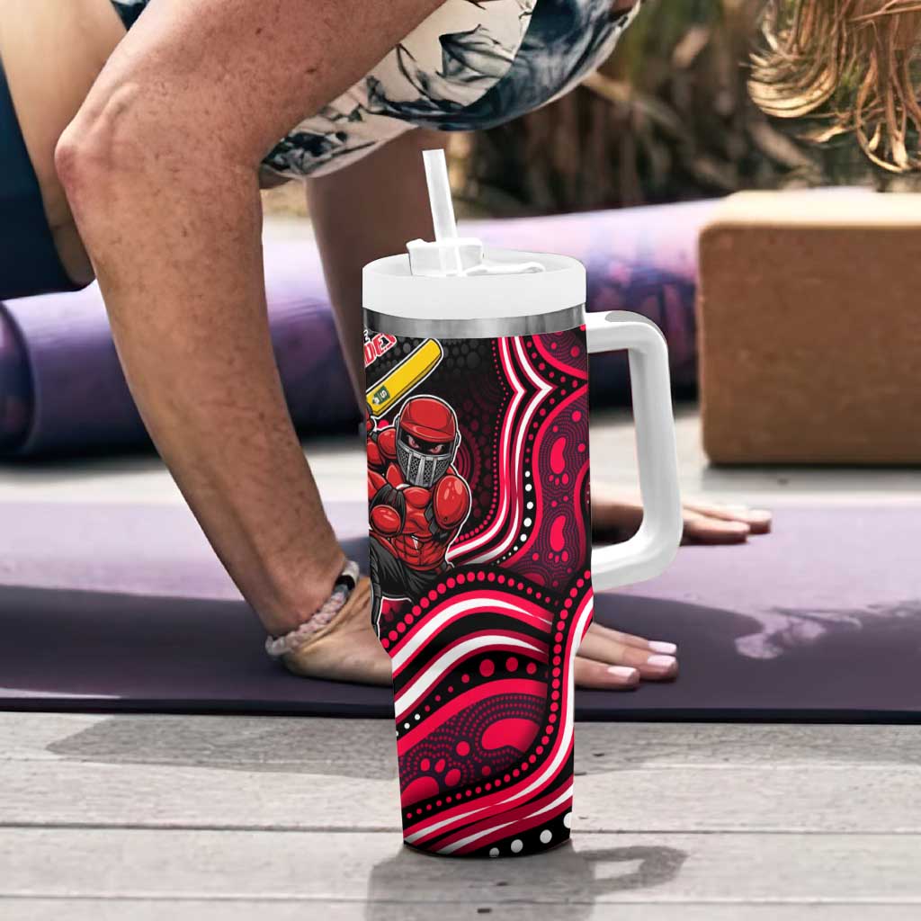 Melbourne Renegades Cricket Tumbler With Handle Australian Cricket Mascot - Modern Indigenous Style