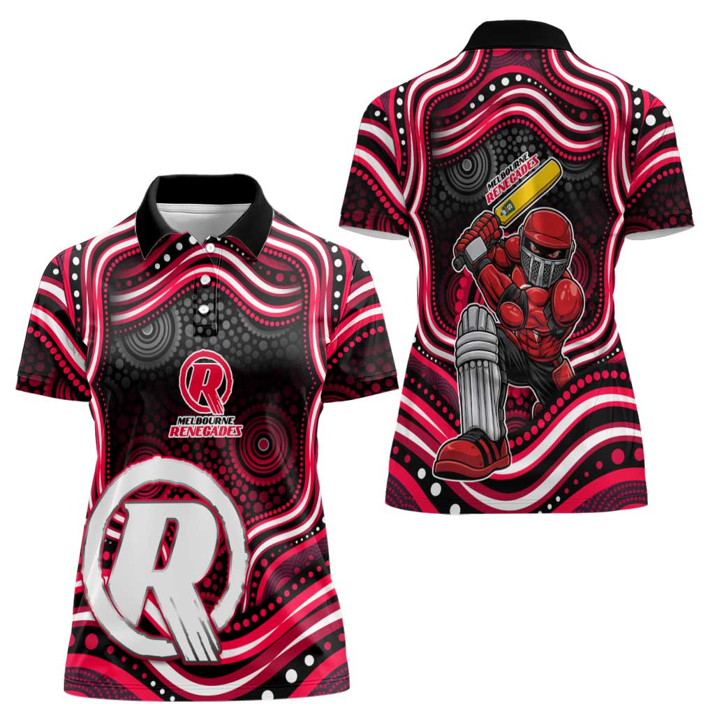 Melbourne Renegades Cricket Women Polo Shirt Australian Cricket Mascot - Modern Indigenous Style