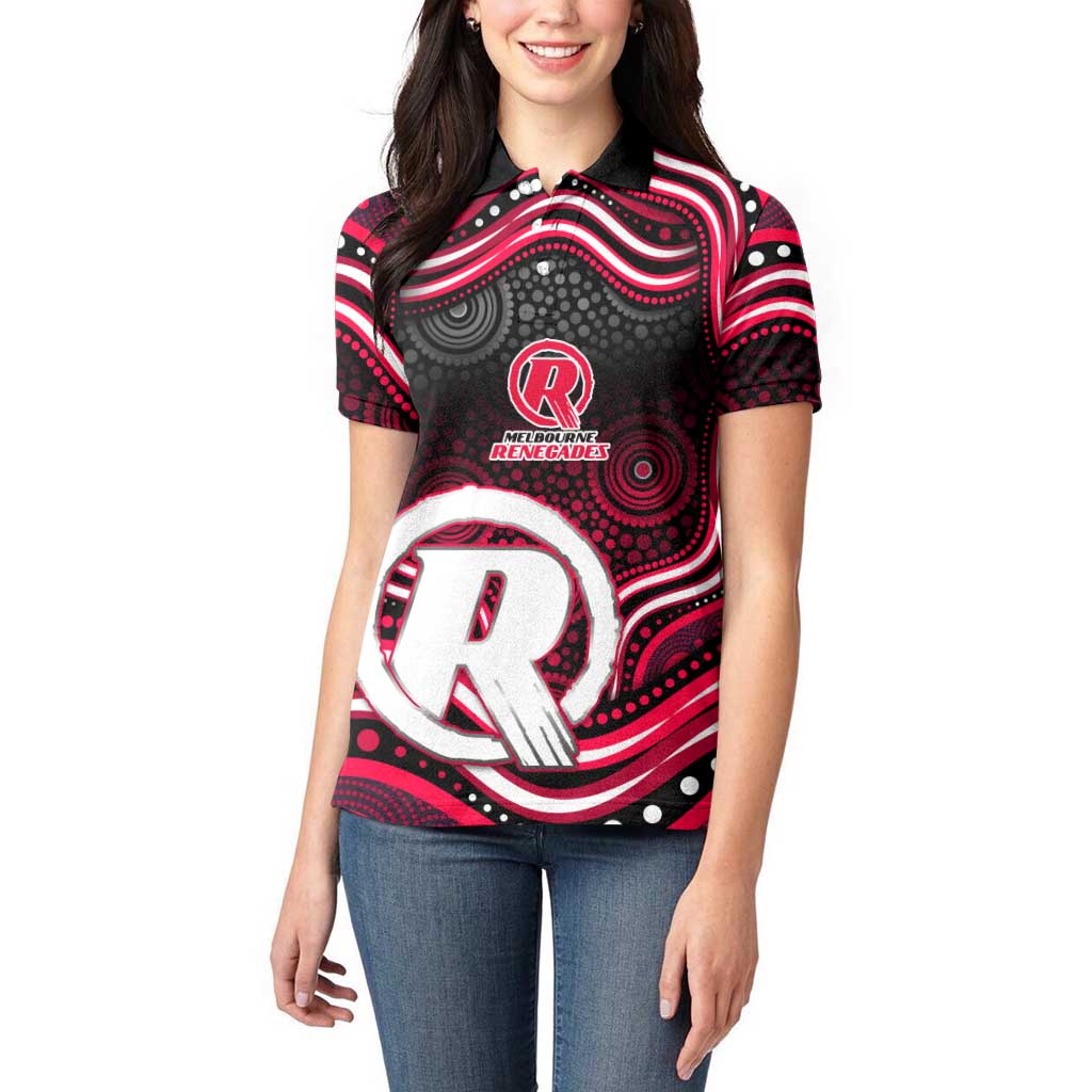 Melbourne Renegades Cricket Women Polo Shirt Australian Cricket Mascot - Modern Indigenous Style