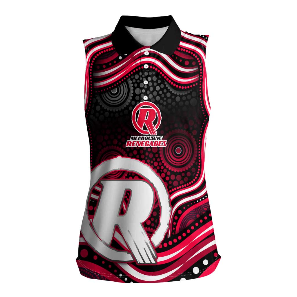 Melbourne Renegades Cricket Women Sleeveless Polo Shirt Australian Cricket Mascot - Modern Indigenous Style