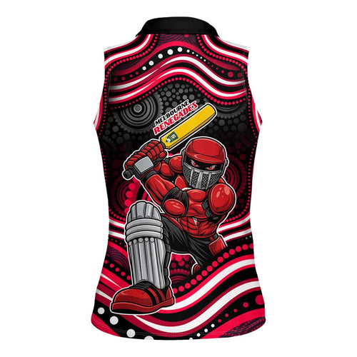 Melbourne Renegades Cricket Women Sleeveless Polo Shirt Australian Cricket Mascot - Modern Indigenous Style