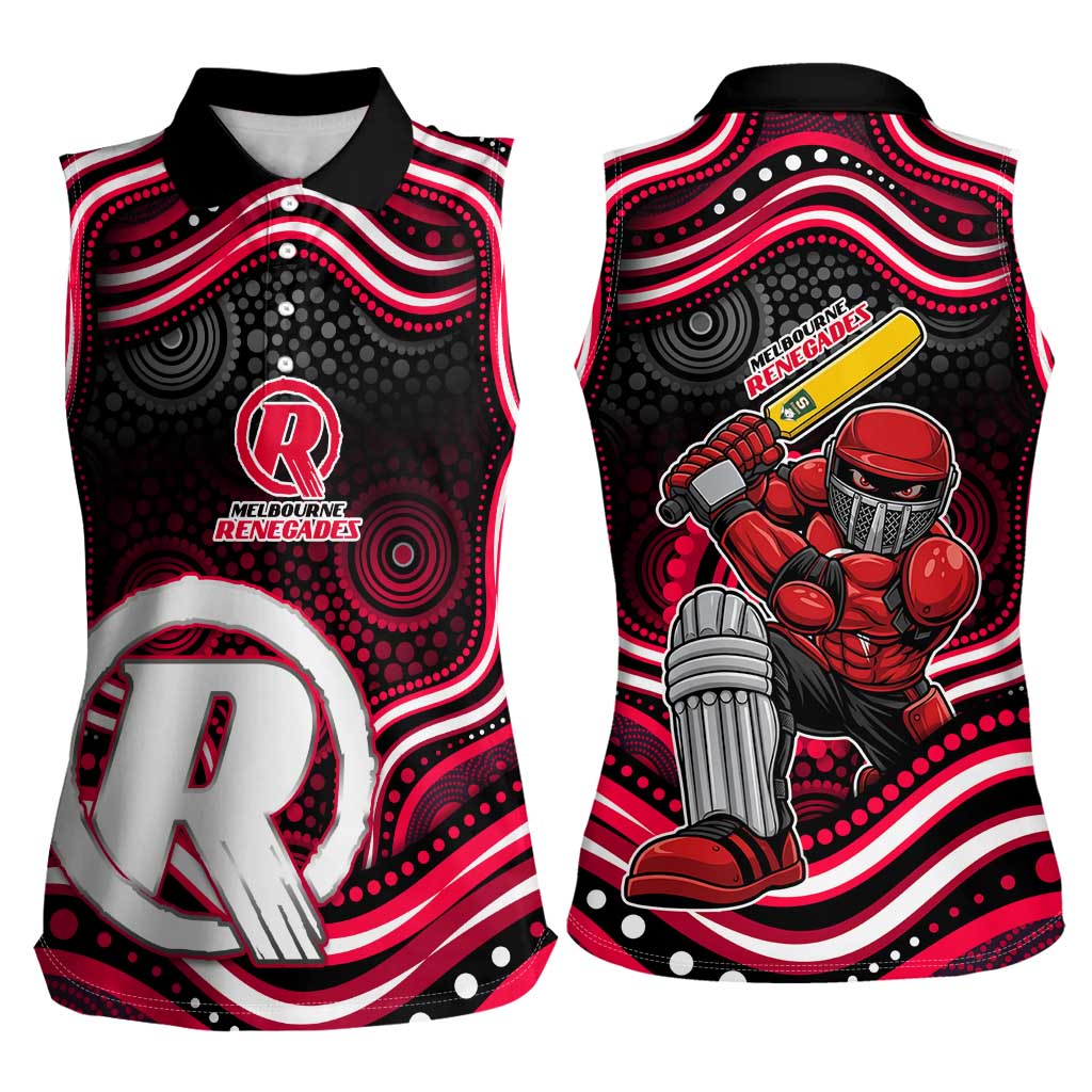 Melbourne Renegades Cricket Women Sleeveless Polo Shirt Australian Cricket Mascot - Modern Indigenous Style