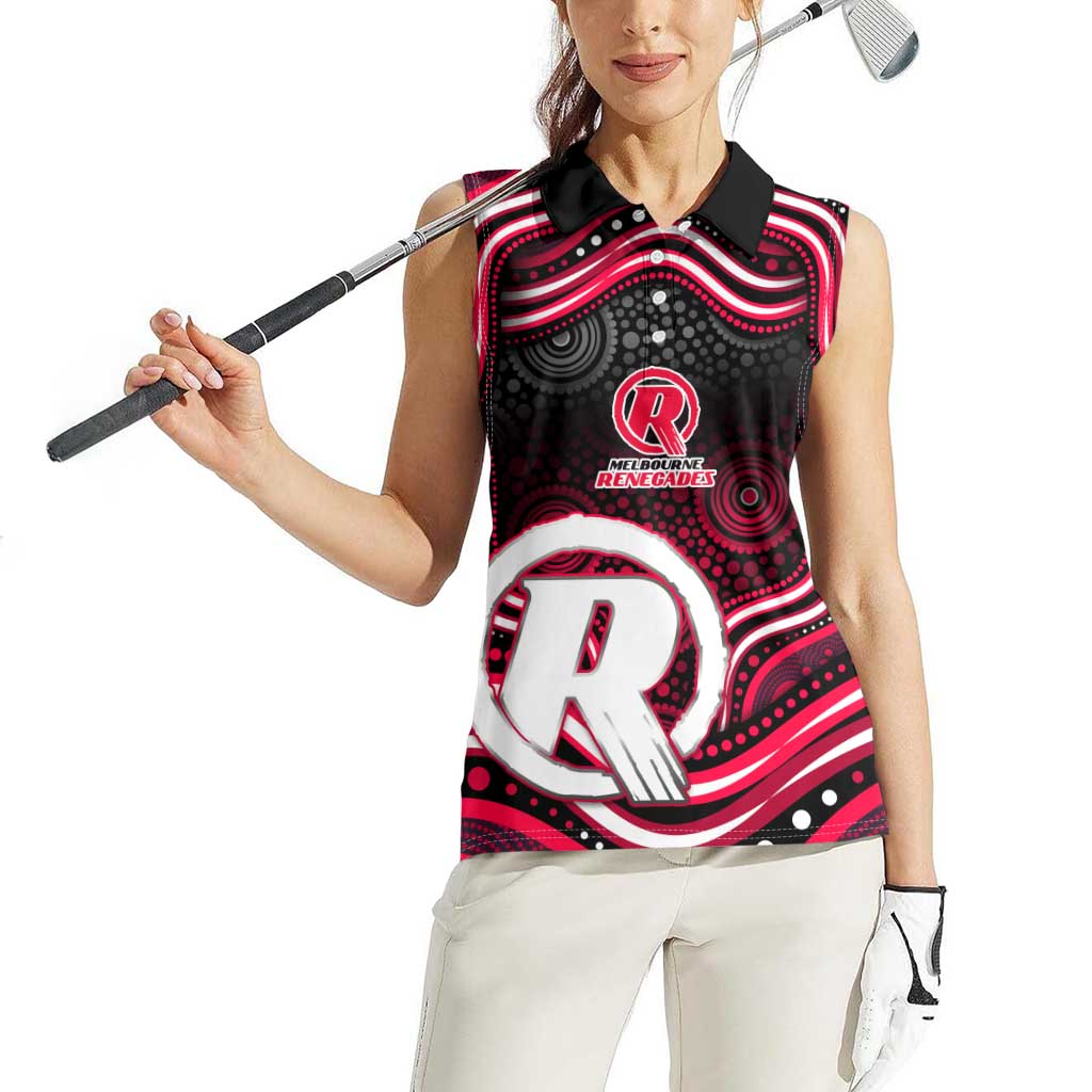 Melbourne Renegades Cricket Women Sleeveless Polo Shirt Australian Cricket Mascot - Modern Indigenous Style