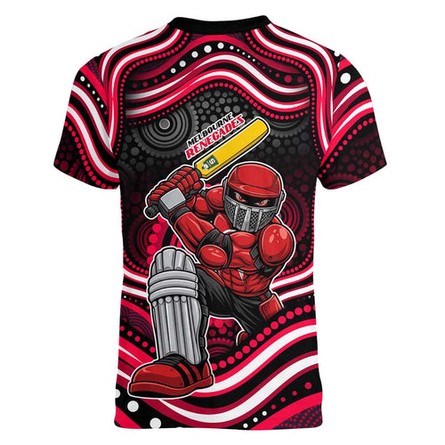 Melbourne Renegades Cricket Women V-Neck T-Shirt Australian Cricket Mascot - Modern Indigenous Style