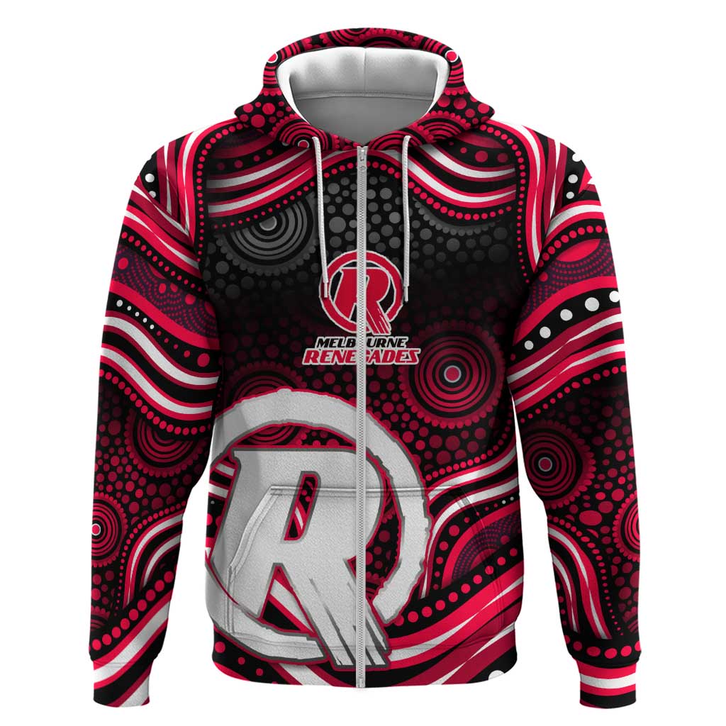 Melbourne Renegades Cricket Zip Hoodie Australian Cricket Mascot - Modern Indigenous Style