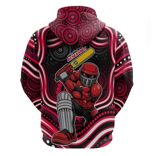 Melbourne Renegades Cricket Zip Hoodie Australian Cricket Mascot - Modern Indigenous Style