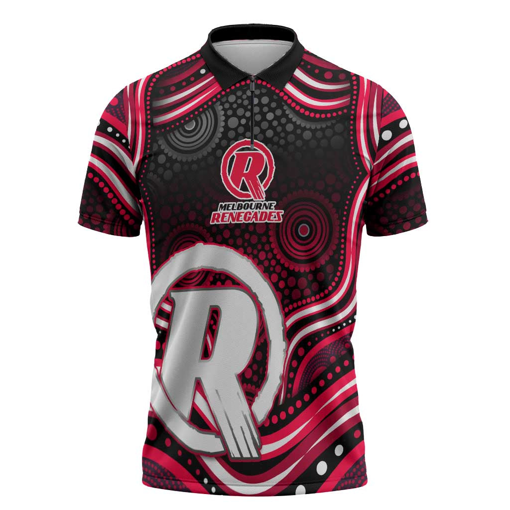 Melbourne Renegades Cricket Zipper Polo Shirt Australian Cricket Mascot - Modern Indigenous Style