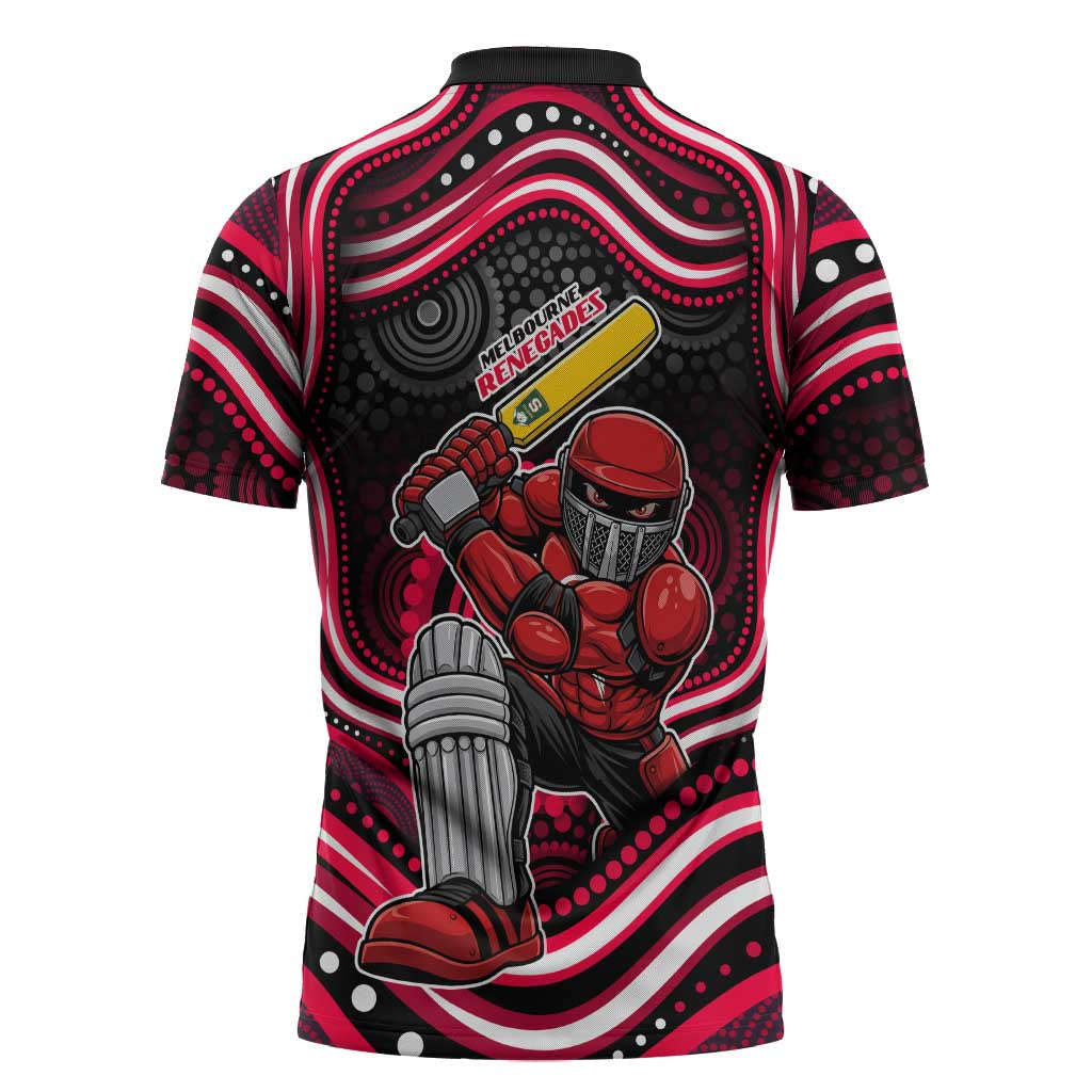 Melbourne Renegades Cricket Zipper Polo Shirt Australian Cricket Mascot - Modern Indigenous Style