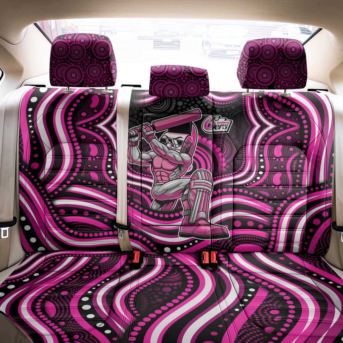Sydney Sixers Cricket Back Car Seat Cover Australian Cricket Mascot - Modern Indigenous Style