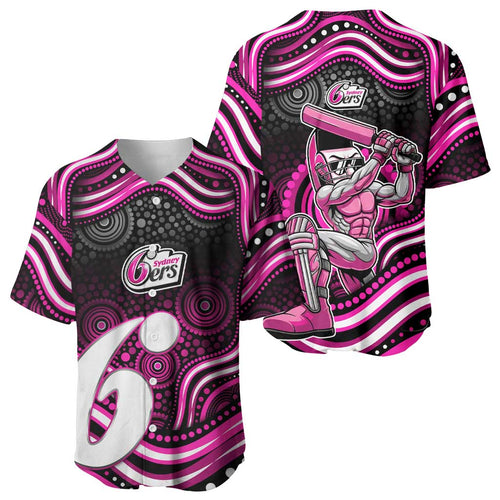 Sydney Sixers Cricket Baseball Jersey Australian Cricket Mascot - Modern Indigenous Style