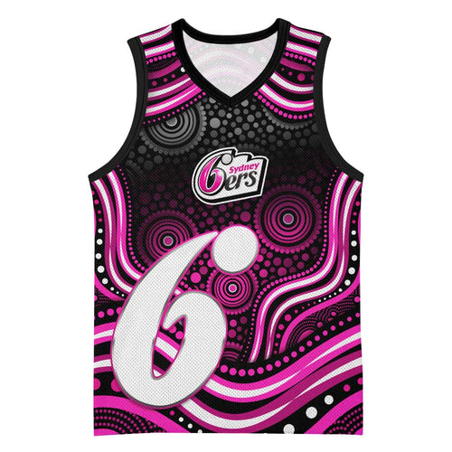 Sydney Sixers Cricket Basketball Jersey Australian Cricket Mascot - Modern Indigenous Style