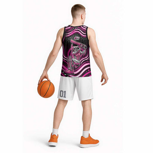 Sydney Sixers Cricket Basketball Jersey Australian Cricket Mascot - Modern Indigenous Style