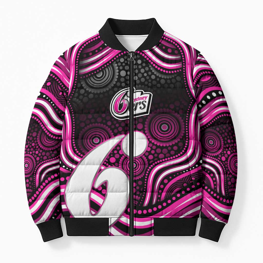 Sydney Sixers Cricket Bomber Puffer Jacket Australian Cricket Mascot - Modern Indigenous Style
