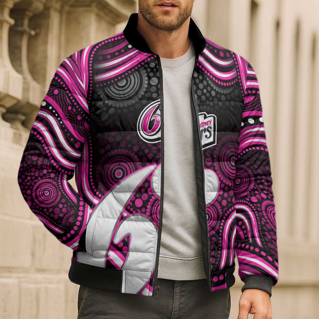Sydney Sixers Cricket Bomber Puffer Jacket Australian Cricket Mascot - Modern Indigenous Style