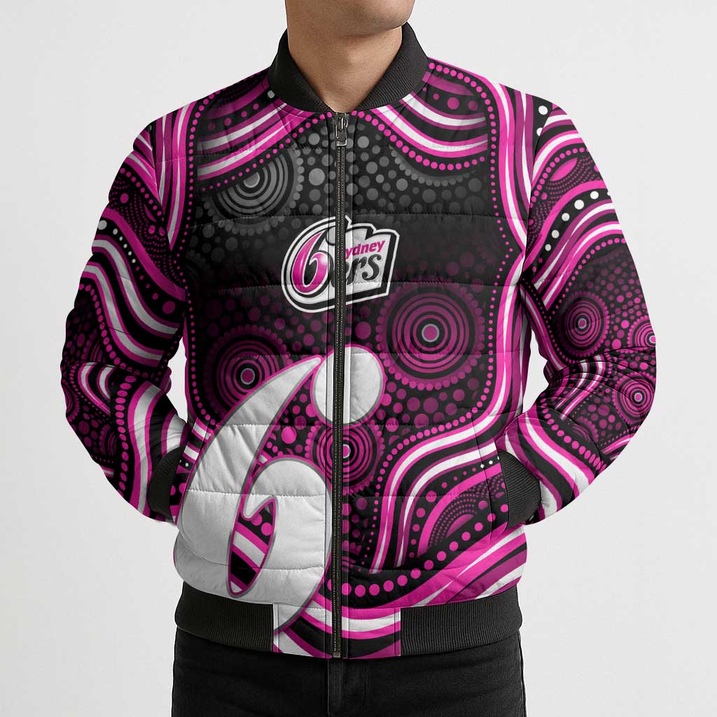 Sydney Sixers Cricket Bomber Puffer Jacket Australian Cricket Mascot - Modern Indigenous Style