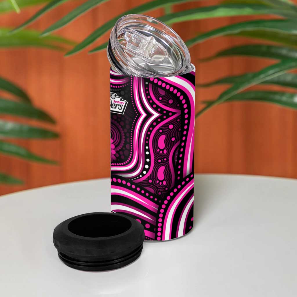 Sydney Sixers Cricket 4 in 1 Can Cooler Tumbler Australian Cricket Mascot - Modern Indigenous Style