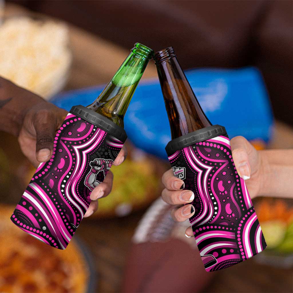 Sydney Sixers Cricket 4 in 1 Can Cooler Tumbler Australian Cricket Mascot - Modern Indigenous Style