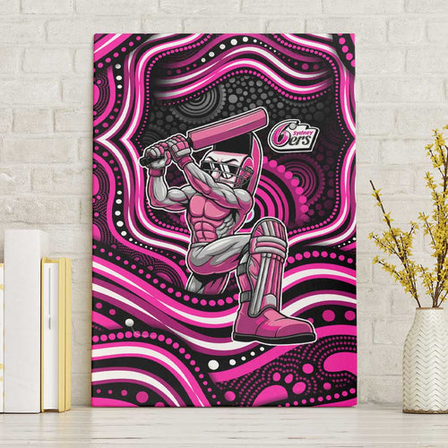 Sydney Sixers Cricket Canvas Wall Art Australian Cricket Mascot - Modern Indigenous Style
