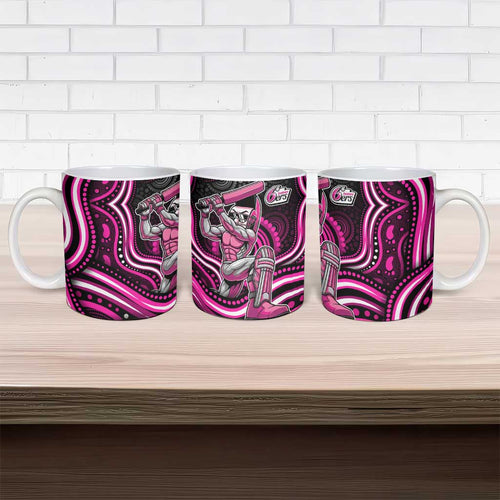 Sydney Sixers Cricket Ceramic Mug Australian Cricket Mascot - Modern Indigenous Style
