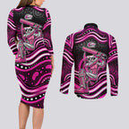 Sydney Sixers Cricket Couples Matching Long Sleeve Bodycon Dress and Long Sleeve Button Shirt Australian Cricket Mascot - Modern Indigenous Style