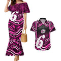 Sydney Sixers Cricket Couples Matching Mermaid Dress and Hawaiian Shirt Australian Cricket Mascot - Modern Indigenous Style