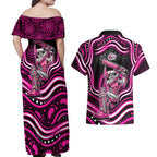 Sydney Sixers Cricket Couples Matching Off Shoulder Maxi Dress and Hawaiian Shirt Australian Cricket Mascot - Modern Indigenous Style