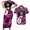Sydney Sixers Cricket Couples Matching Short Sleeve Bodycon Dress and Hawaiian Shirt Australian Cricket Mascot - Modern Indigenous Style