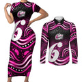Sydney Sixers Cricket Couples Matching Short Sleeve Bodycon Dress and Long Sleeve Button Shirt Australian Cricket Mascot - Modern Indigenous Style