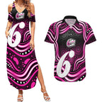Sydney Sixers Cricket Couples Matching Summer Maxi Dress and Hawaiian Shirt Australian Cricket Mascot - Modern Indigenous Style