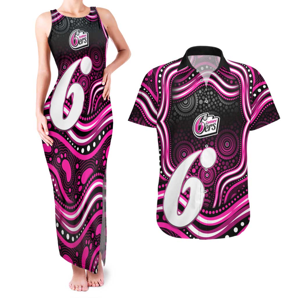 Sydney Sixers Cricket Couples Matching Tank Maxi Dress and Hawaiian Shirt Australian Cricket Mascot - Modern Indigenous Style