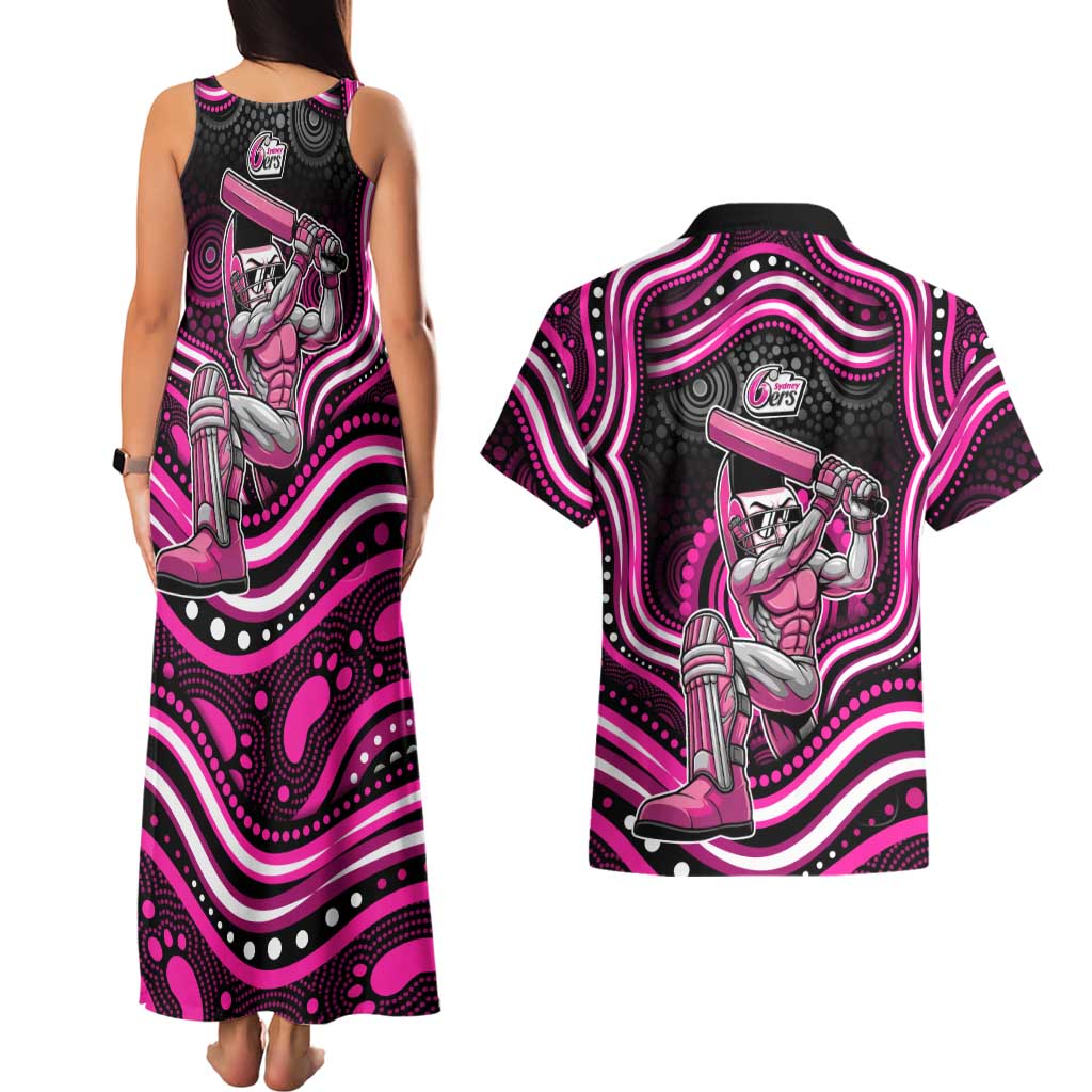 Sydney Sixers Cricket Couples Matching Tank Maxi Dress and Hawaiian Shirt Australian Cricket Mascot - Modern Indigenous Style