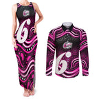 Sydney Sixers Cricket Couples Matching Tank Maxi Dress and Long Sleeve Button Shirt Australian Cricket Mascot - Modern Indigenous Style