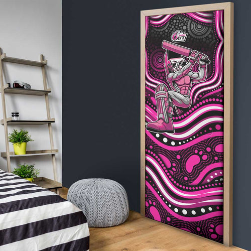 Sydney Sixers Cricket Door Cover Australian Cricket Mascot - Modern Indigenous Style