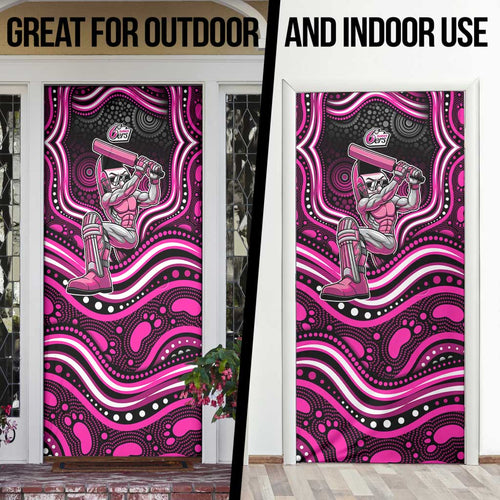 Sydney Sixers Cricket Door Cover Australian Cricket Mascot - Modern Indigenous Style