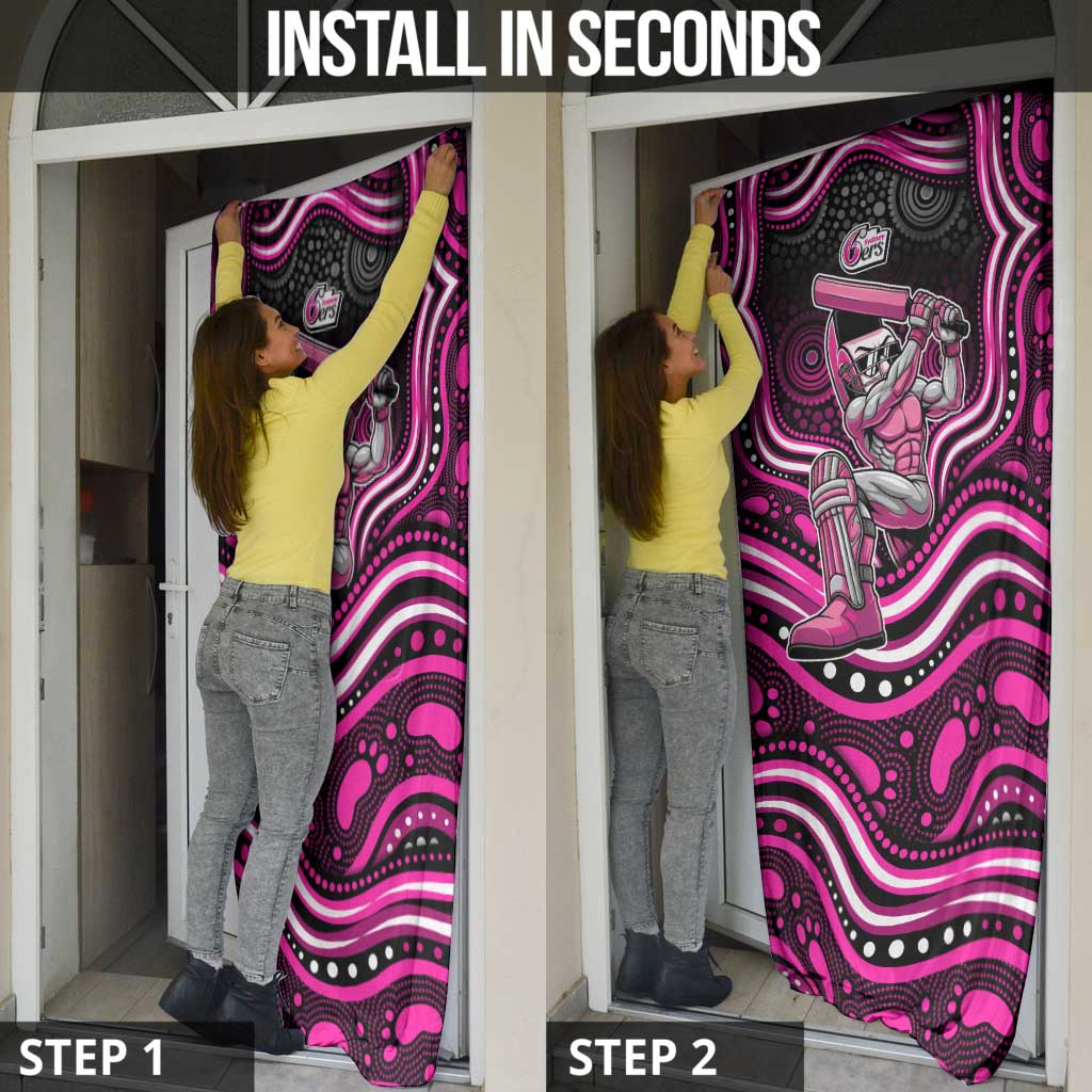 Sydney Sixers Cricket Door Cover Australian Cricket Mascot - Modern Indigenous Style