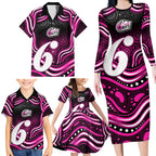 Sydney Sixers Cricket Family Matching Long Sleeve Bodycon Dress and Hawaiian Shirt Australian Cricket Mascot - Modern Indigenous Style