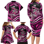 Sydney Sixers Cricket Family Matching Long Sleeve Bodycon Dress and Hawaiian Shirt Australian Cricket Mascot - Modern Indigenous Style