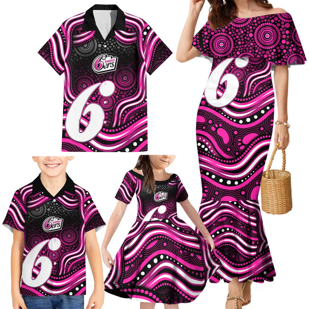Sydney Sixers Cricket Family Matching Mermaid Dress and Hawaiian Shirt Australian Cricket Mascot - Modern Indigenous Style