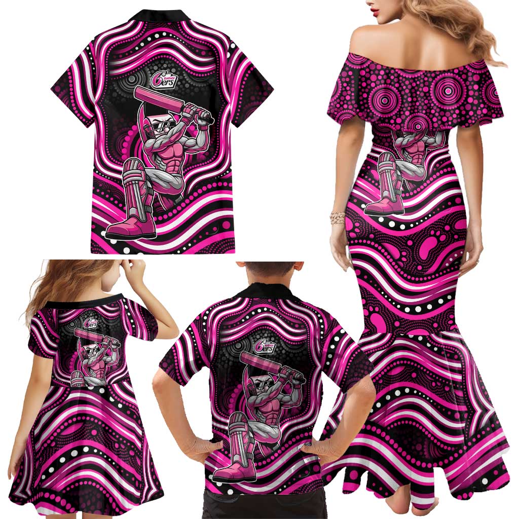 Sydney Sixers Cricket Family Matching Mermaid Dress and Hawaiian Shirt Australian Cricket Mascot - Modern Indigenous Style