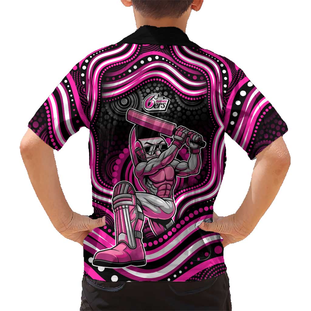 Sydney Sixers Cricket Family Matching Off Shoulder Maxi Dress and Hawaiian Shirt Australian Cricket Mascot - Modern Indigenous Style