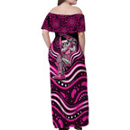 Sydney Sixers Cricket Family Matching Off Shoulder Maxi Dress and Hawaiian Shirt Australian Cricket Mascot - Modern Indigenous Style