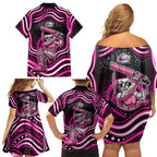 Sydney Sixers Cricket Family Matching Off Shoulder Short Dress and Hawaiian Shirt Australian Cricket Mascot - Modern Indigenous Style