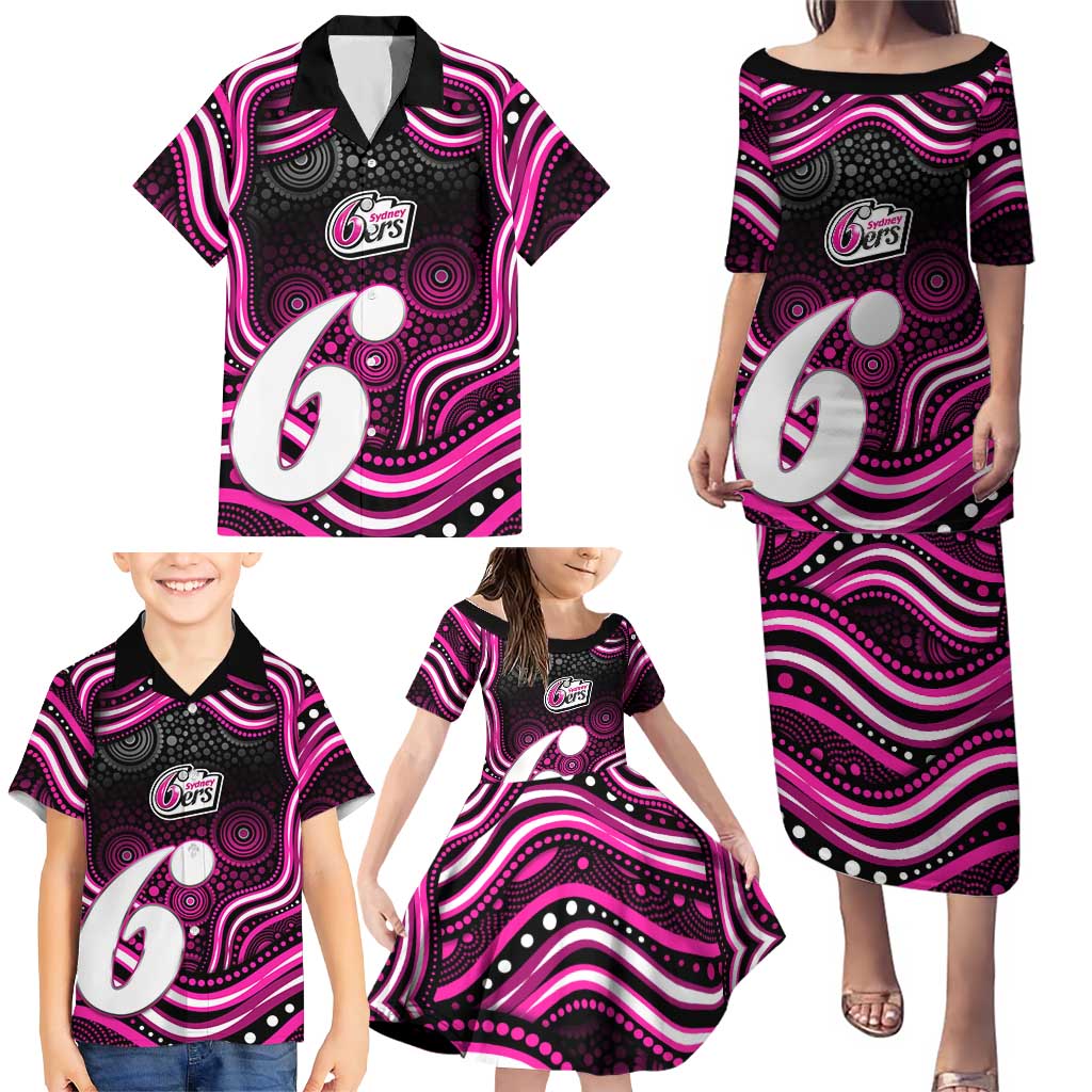 Sydney Sixers Cricket Family Matching Puletasi and Hawaiian Shirt Australian Cricket Mascot - Modern Indigenous Style