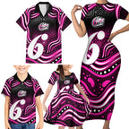 Sydney Sixers Cricket Family Matching Short Sleeve Bodycon Dress and Hawaiian Shirt Australian Cricket Mascot - Modern Indigenous Style