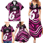 Sydney Sixers Cricket Family Matching Summer Maxi Dress and Hawaiian Shirt Australian Cricket Mascot - Modern Indigenous Style