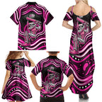 Sydney Sixers Cricket Family Matching Summer Maxi Dress and Hawaiian Shirt Australian Cricket Mascot - Modern Indigenous Style