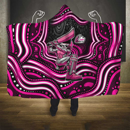 Sydney Sixers Cricket Hooded Blanket Australian Cricket Mascot - Modern Indigenous Style